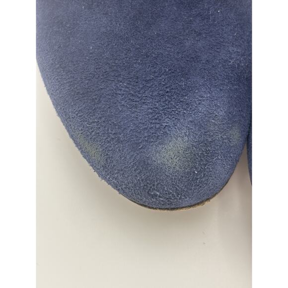 Chloé Suede Scalloped Loafers Navy Blue Suede Pumps Size 39.5 / 9.5 Block Heel - Picture 12 of 16